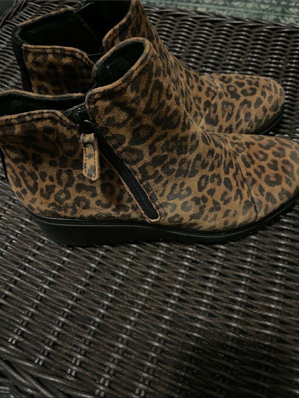 Clarks Leopard Print Ankle Boots in Brown and Black